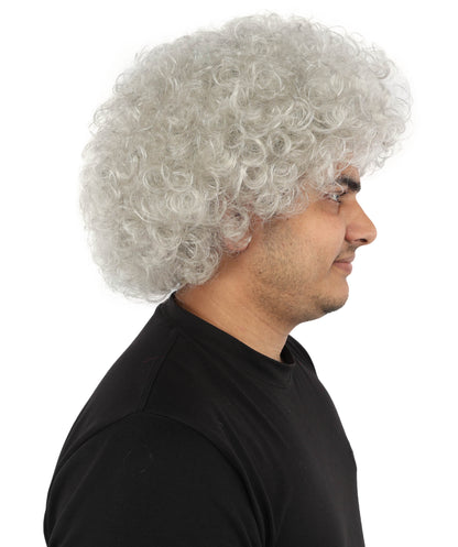 HPO Men's Multi-Color Options Curly Clown Wig | Flame-Retardant Synthetic Fiber and Standard Cap | Ideal for Parties, Cosplay, and Themed Events
