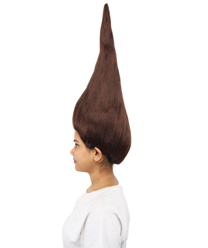 HPO Women's Tall Cone Wig | Solid dark hue, create of synthetic fiber, extremely tall smooth pointed texture, breathable base | Party, Halloween, theater, drag, performance, costume events
