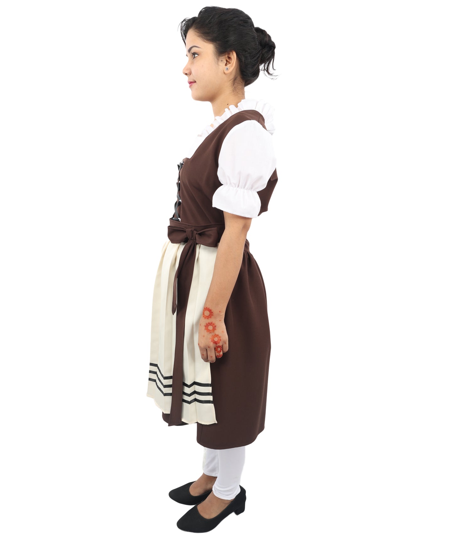 HPO Women’s Brown & White Oktoberfest Costume – Authentic German Bavarian Dirndl Dress