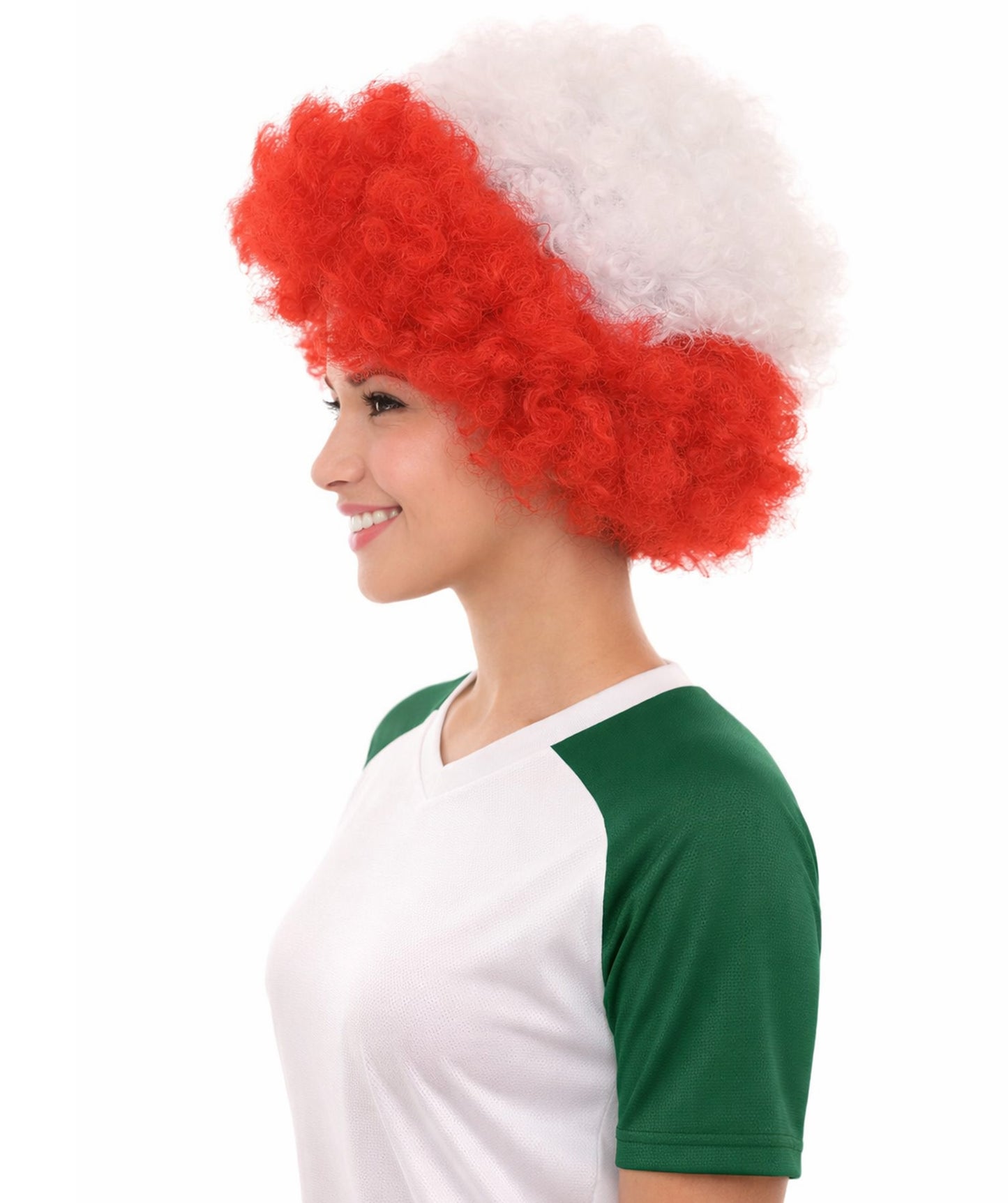 Poland Flag Sport Afro Halloween Wig