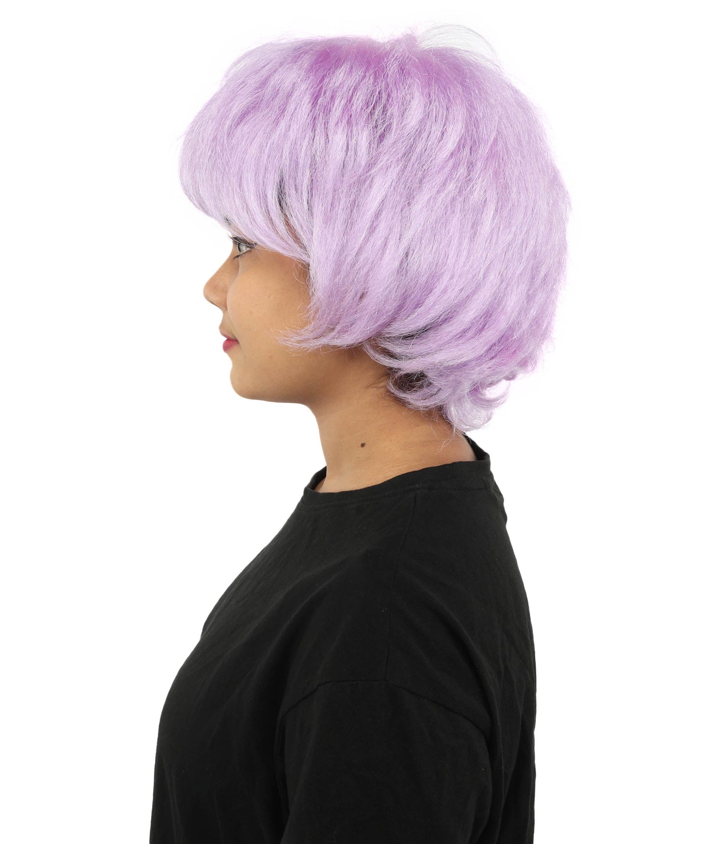 HPO Adult Women's Short Silver White Pixie Wig  | Edgy Layered Cut with Bangs | Synthetic Hair Wig for Stage Fashion, Cosplay, Halloween & Bold Party Looks