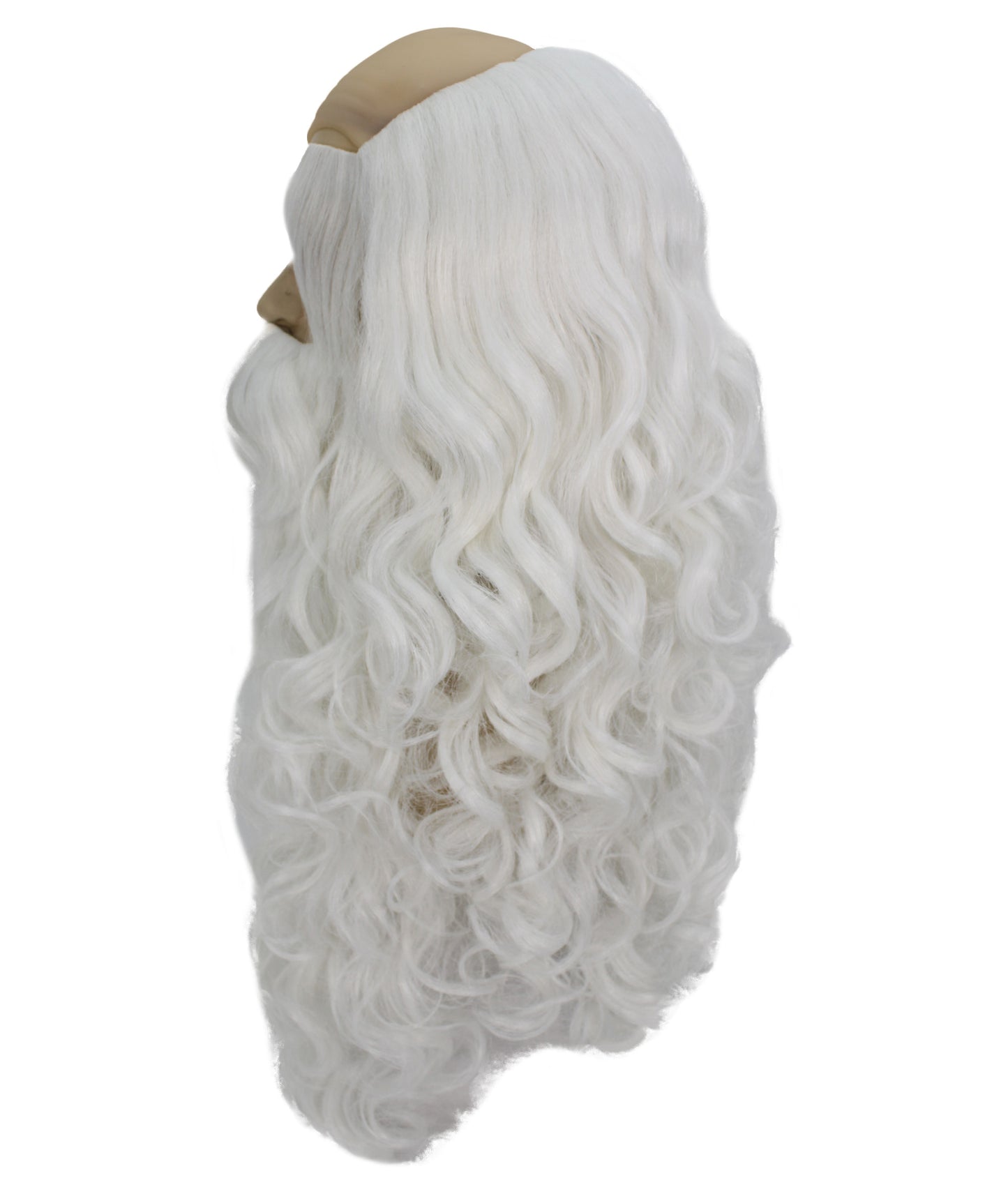 HPO Men's White Santa Wig and Beard Set – Fake Mustache, Long Beard & Eyebrows | Christmas Character Accessories for Stage, Cosplay & Holiday Dress-Up