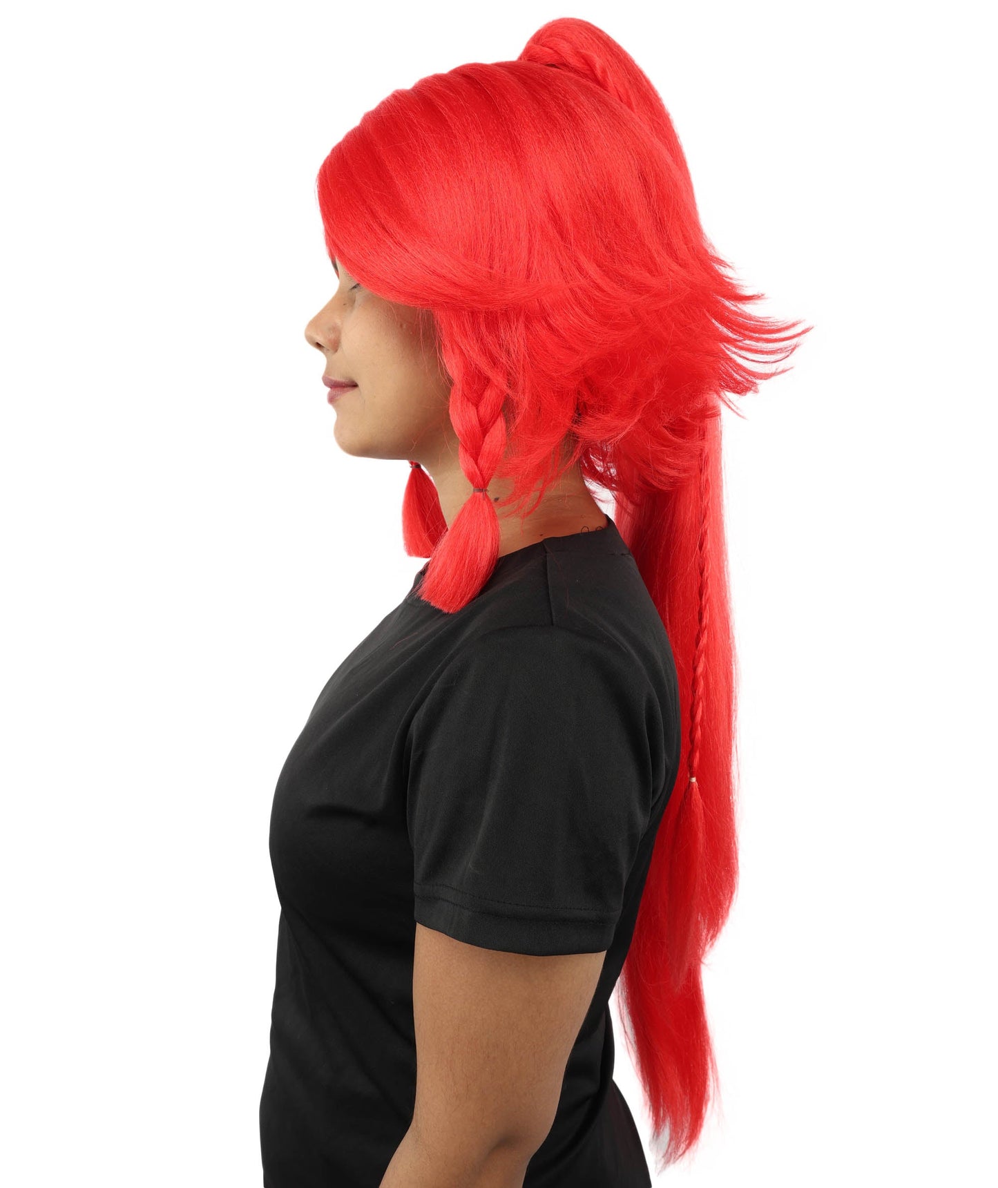 HPO Adult Women's Alien Nature Spirit Hair | Multiple Color Options | Soft Textured Bob with Beaded Braids, Heat Resistant Synthetic Fiber & Breathable Mesh | Halloween, Fantasy Roleplay, Themed Party, Theater & Carnival