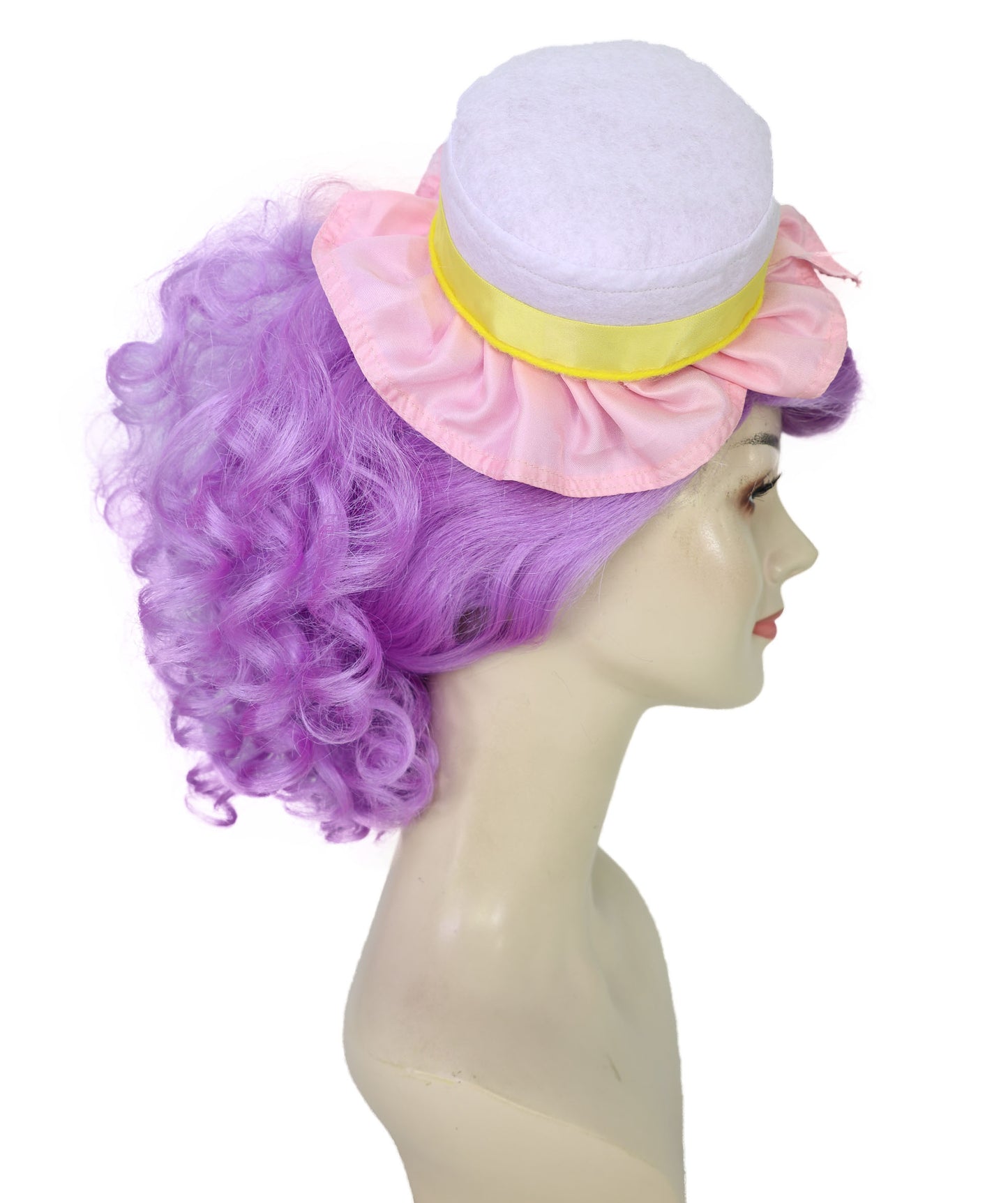 HPO Women’s Candy-Themed Curly Purple Wig | Voluminous Costume Hairpiece for Halloween, Cosplay and Themed Parties | Capless Cap Design