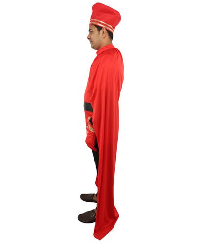 HPO Men’s Red Cloak Costume | Top, Robe & Cape with Headwear | Halloween, Cosplay, Party & Roleplay Outfit for Themed Events