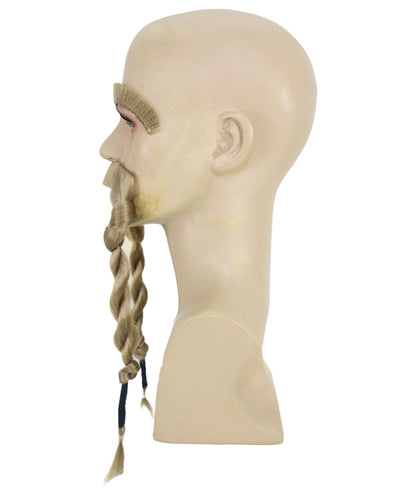 HPO Men’s Ash Blonde Viking Mustache & Eyebrows Set – Warrior Costume Facial Hair | Ideal for Cosplay, Theater, Roleplay, Halloween Dress-Up