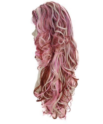 HPO Women's Extra Long & Curly Multicolor Wig – Soft Hair with Natural Texture | Fantasy, Cosplay & Character Hairpiece for Parties & Events