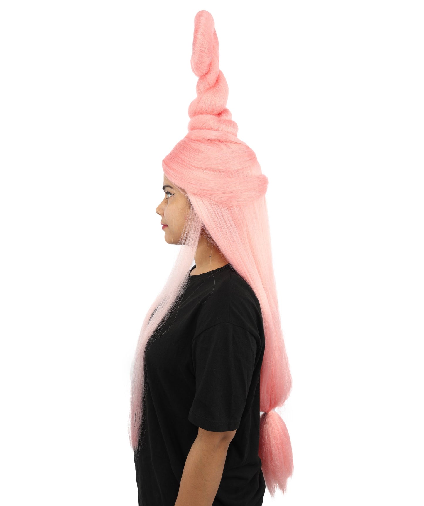 HPO Adult Women's Sculpted Loop Topknot Wig | Multiple Color Options | Create of synthetic fiber, gravity-defying twisted vertical bun with long face-framing strands, breathable base | Party, Halloween, theater, drag, performance, costume events