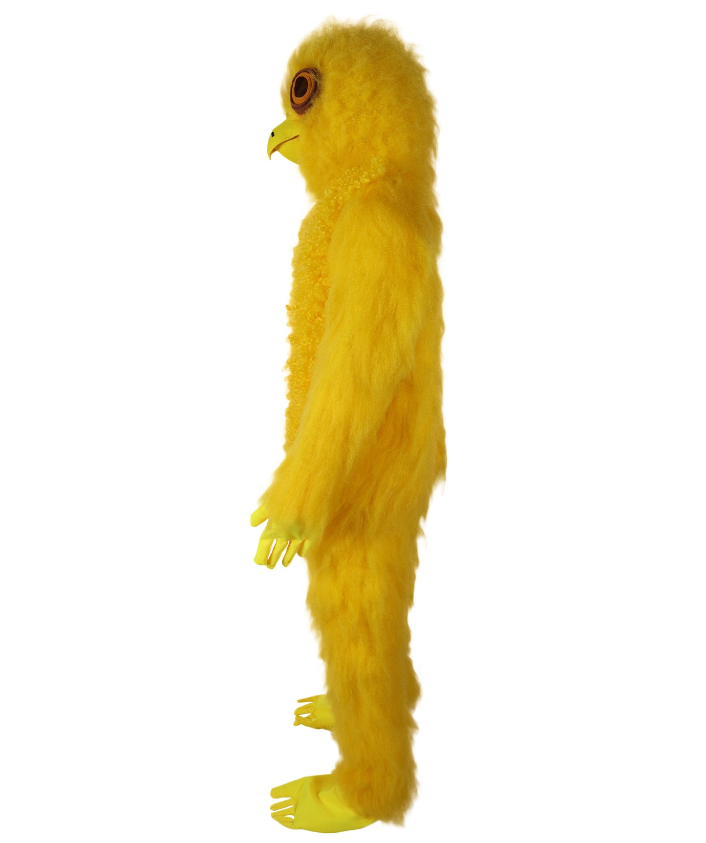 HPO Adult Unisex Yellow Big-Eyed Creature Fur Costume, Bundle With Mask Set | Full Body Fantasy Animal Suit for Halloween, Themed Events