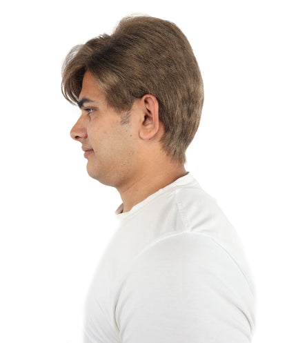 HPO Men's Short Brown Wig | Natural-Looking Synthetic Hair with Layered Texture | Classic Everyday Cosplay & Costume Style