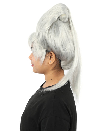HPO Adult Women's Avant-Garde Bouffant Wig | Multiple Color Options | Create of synthetic fiber, massive smooth updo with micro bangs, breathable base | Party, Halloween, theater, drag, performance, costume events