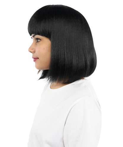 Adult Women’s Medium Bob Wig with Bangs – Layered Hairstyle with Soft Synthetic Fibers & Smooth Texture With Standard Cap | Stylish Hairpiece for Cosplay, Parties & Photo Shoots | Multicolor Options