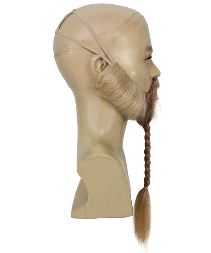 HPO Adult Men’s Long Beard & Mustache Set | Style for Round Face | Realistic Costume Facial Hair Accessory