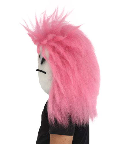 HPO Unisex Spiky Monster Headwear Costume Bundle & Mask Set | Pink spiked top with black and white striped body voluminous flame-retardant synthetic fiber mask construction | Party, Halloween, cosplay, theater, drag, performance, costume events
