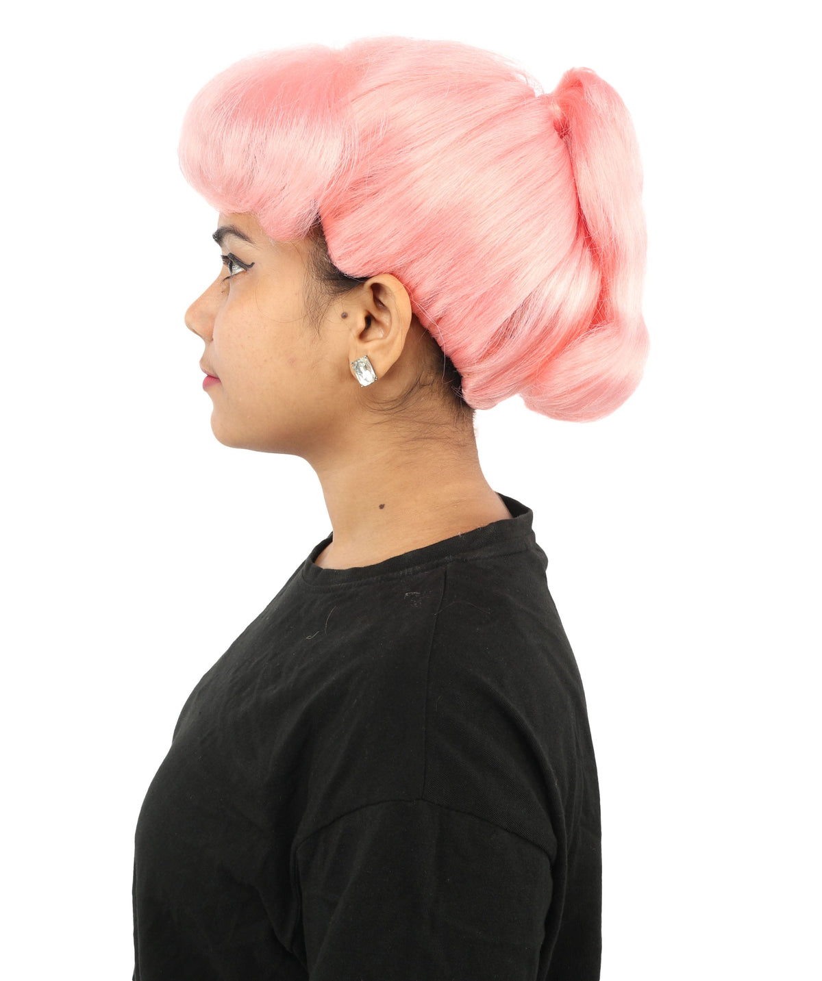 HPO Adult Women's Retro Pin-Up Wig | Multicolor Options, create of synthetic fiber, vintage curled bumper bangs with rolled back, breathable base | Party, Halloween, theater, drag, performance, costume events