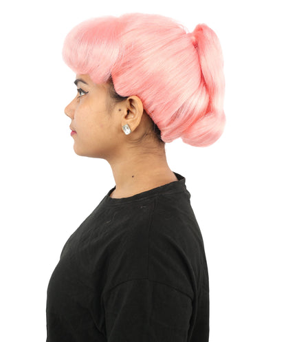 HPO Adult Women's Retro Pin-Up Wig | Multicolor Options, create of synthetic fiber, vintage curled bumper bangs with rolled back, breathable base | Party, Halloween, theater, drag, performance, costume events