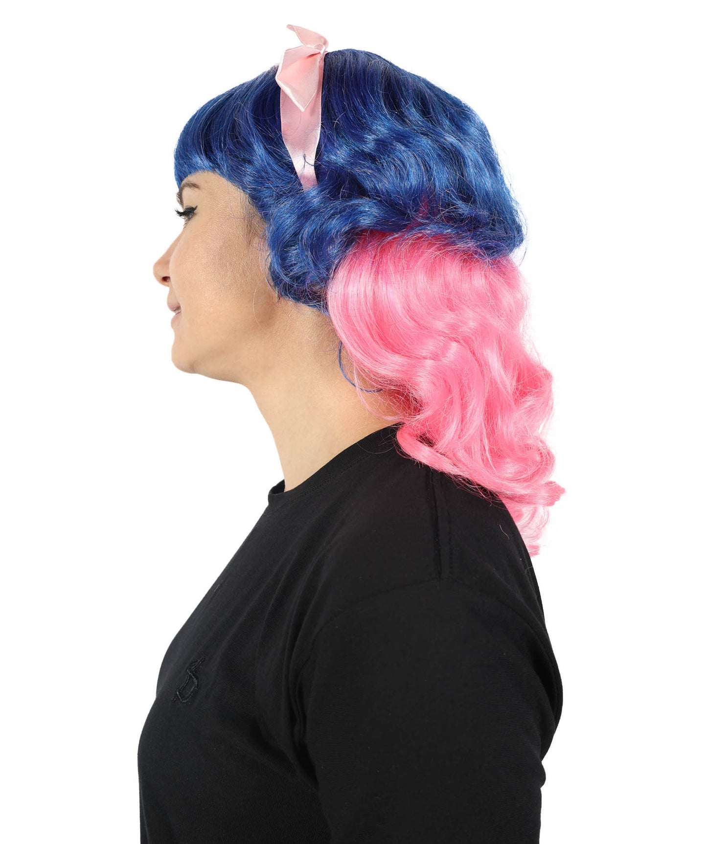 Women's Short Wavy Multicolor Double Bow Celebrity Wig | Halloween Wig | Flame-retardant Synthetic Fiber