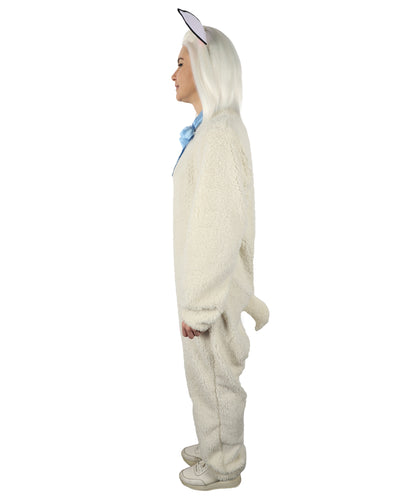 HPO Unisex White Long Lamb Wig and Costume | Suitable for Halloween | Flame-retardant Synthetic Fabric