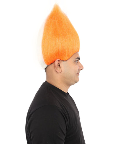 HPO Unisex Côte d’Ivoire Flag Troll Wig – Orange, White, and Green Spiky Hair | Ideal for Sports Football, Sports Events & National Celebrations