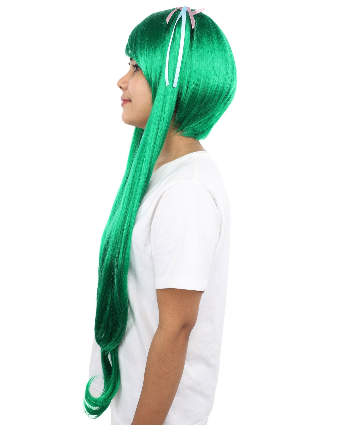 HPO Adult Women's Anime Wig with Long Ponytails | Vibrant Teal Synthetic Cosplay Hairpiece | Adjustable Breathable Cap for Halloween, Parties & Stage