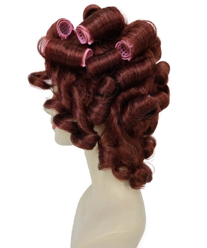 HPO Adult Women’s Vintage Glamour Wavy Wig with Large Voluminous Curls & Rollers |  Retro Style | Ideal for Halloween | Breathable Cap