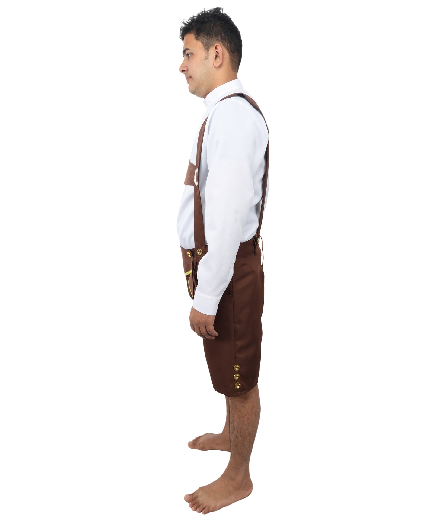 HPO Men’s Genuine Leather Authentic German White & Brown Costume – Traditional Bavarian Outfit