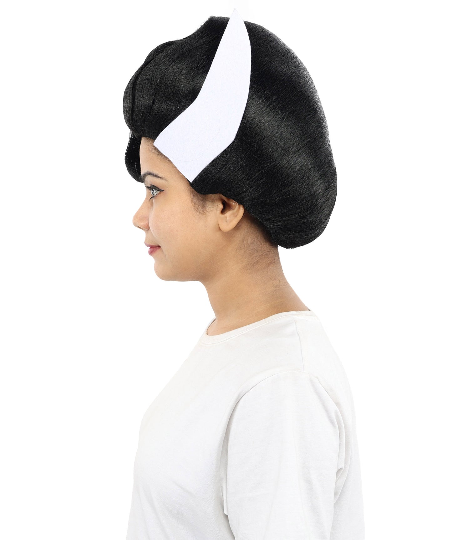 Medium Bold Glam Party Wig | Vibrant Synthetic Black & White Hairstyle with Adjustable Cap for Halloween, Cosplay, Festivals, Stage Performances & Roleplay