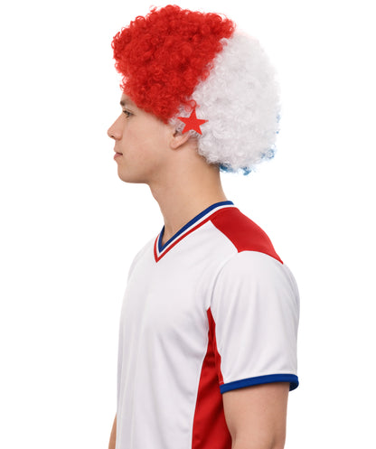 Panama Flag Sport Afro Wig | Blue Red White Jumbo Sport wig