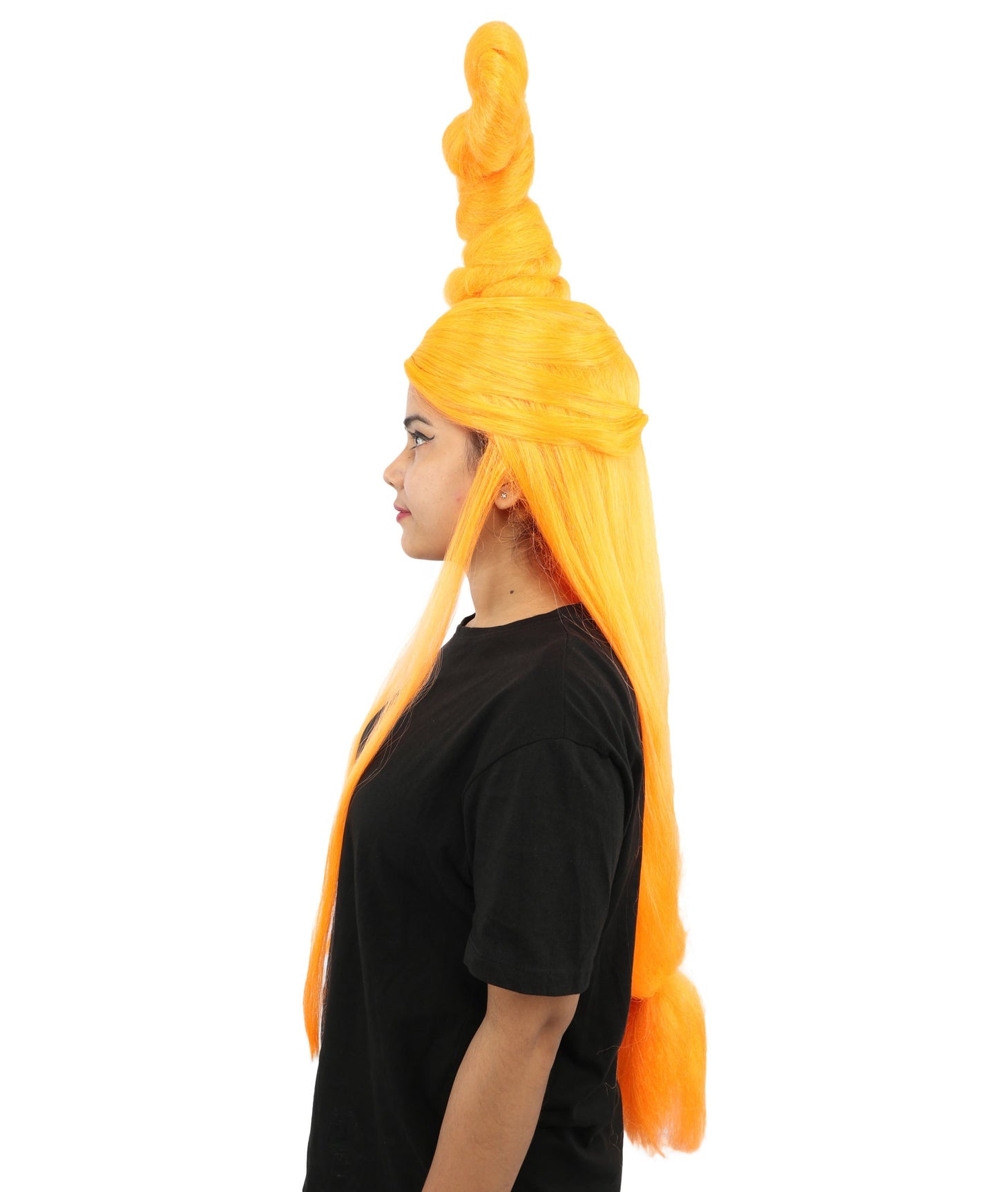 HPO Adult Women's Sculpted Loop Topknot Wig | Multiple Color Options | Create of synthetic fiber, gravity-defying twisted vertical bun with long face-framing strands, breathable base | Party, Halloween, theater, drag, performance, costume events
