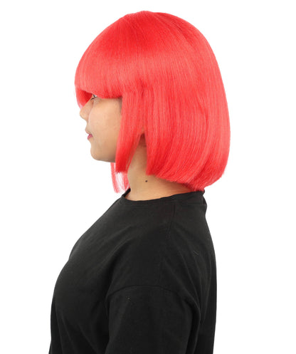 HPO Adult Women's Asymmetrical Bangs Bob Wig | Multiple Color Options | Create of synthetic fiber, sleek straight volume, breathable capless base | Party, Halloween, theater, drag, performance, costume events
