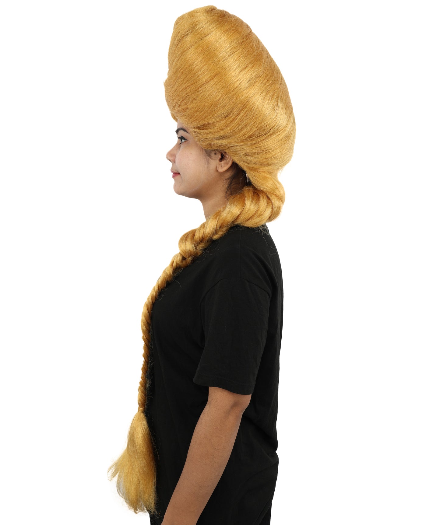 HPO Women’s Extra Long Golden Brown Count Dracula Wig | 42 Inch Synthetic Hairpiece Ideal for Gothic Noble Costume Halloween Cosplay Party Fancy Dress