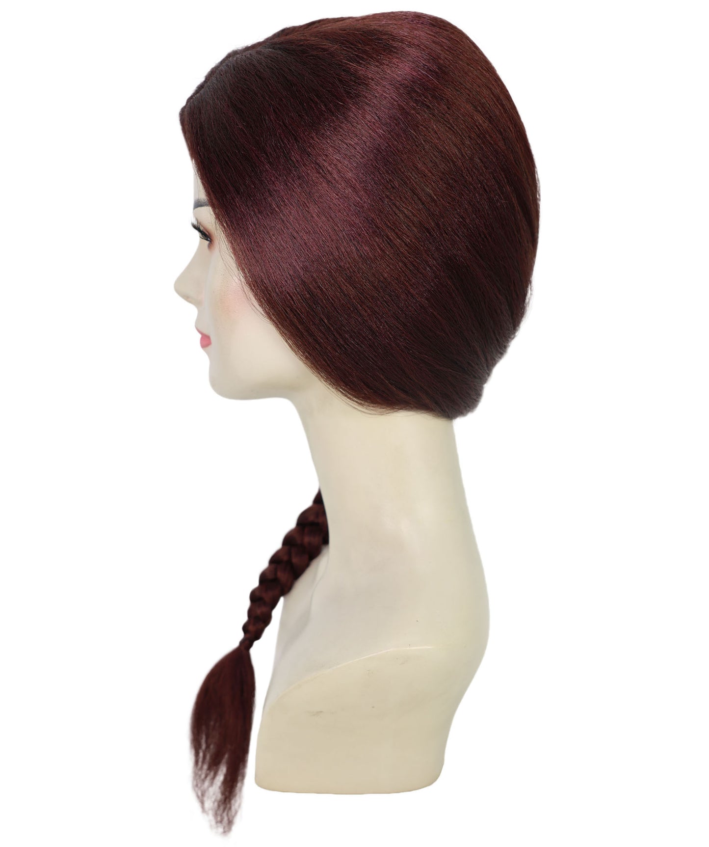 Women's Medium Brown Witch-Inspired Long Side Braid Wig | Side-Parted Micro Braid Cosplay Hair for Halloween & Theater Looks
