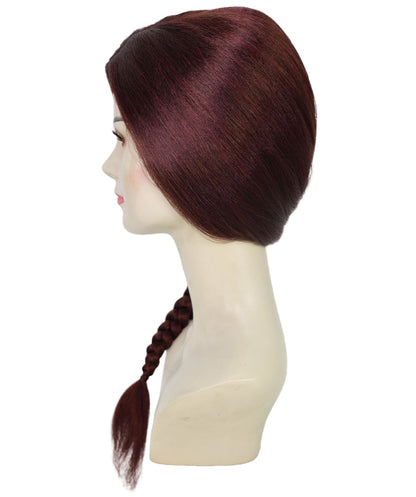 Women's Medium Brown Witch-Inspired Long Side Braid Wig | Side-Parted Micro Braid Cosplay Hair for Halloween & Theater Looks