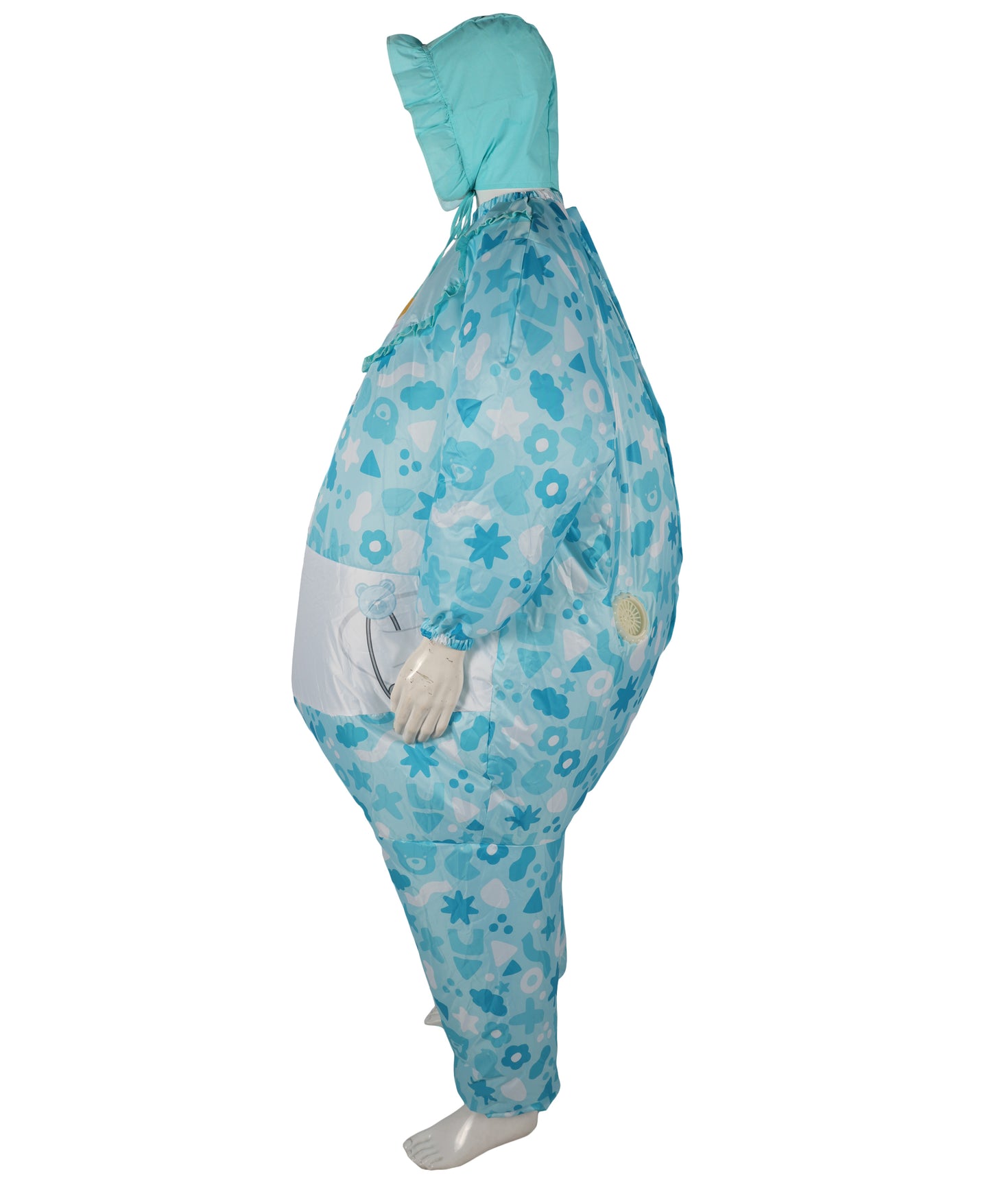 HPO Adult Blue and White Printed Inflatable Costume | Funny Oversized Jumpsuit | Ideal for Halloween