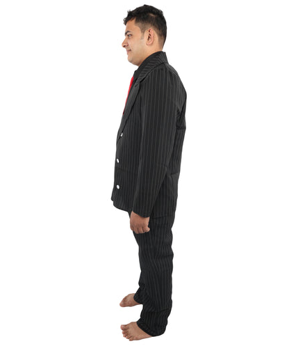 HPO Men's Black Tuxedo Suit Costume  | Formal Top & Pant Cosplay Outfit | Perfect for Halloween Parties & Theme Events