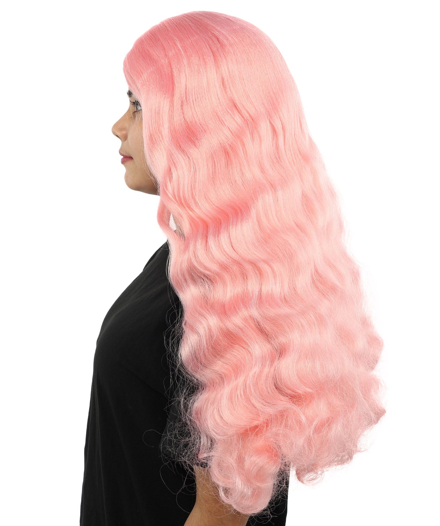 HPO Adult Women's Long Wavy Wig | Multiple Color Options | Center Parted Ginger Curls with Voluminous Ends, Heat Resistant Synthetic Fiber & Breathable Cap | Halloween, Teen Roleplay, Theater, Themed Party & Costume Events