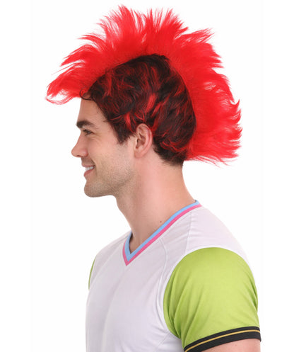 HPO Red Punk Mohawk Wig | Men Halloween Wig |