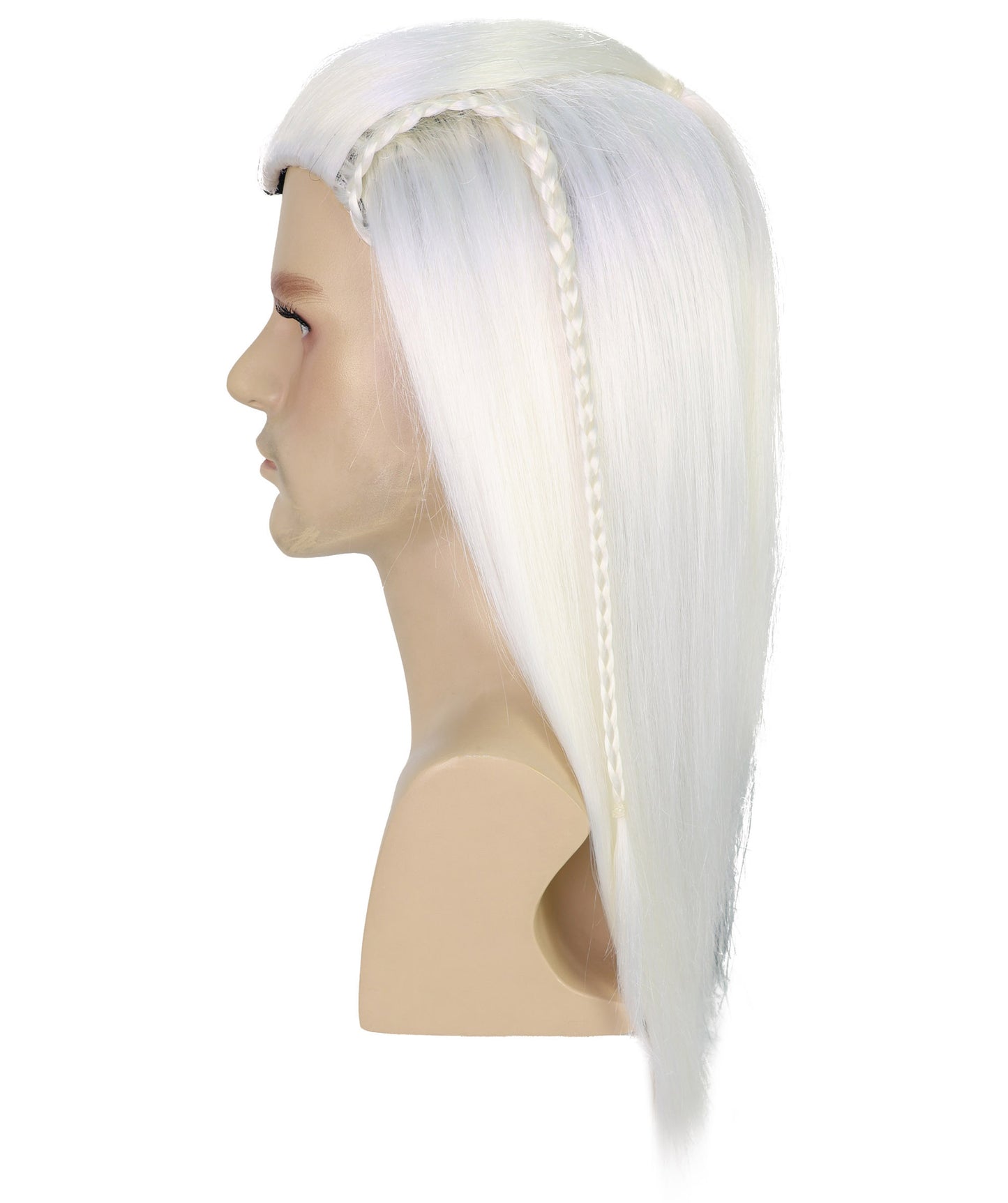 Men's Legolas TV Movie Character Blonde Wig | Adult Braids Prestyled Long Straight Wigs | Anime Roleplay Costume Wigs for Halloween Parties