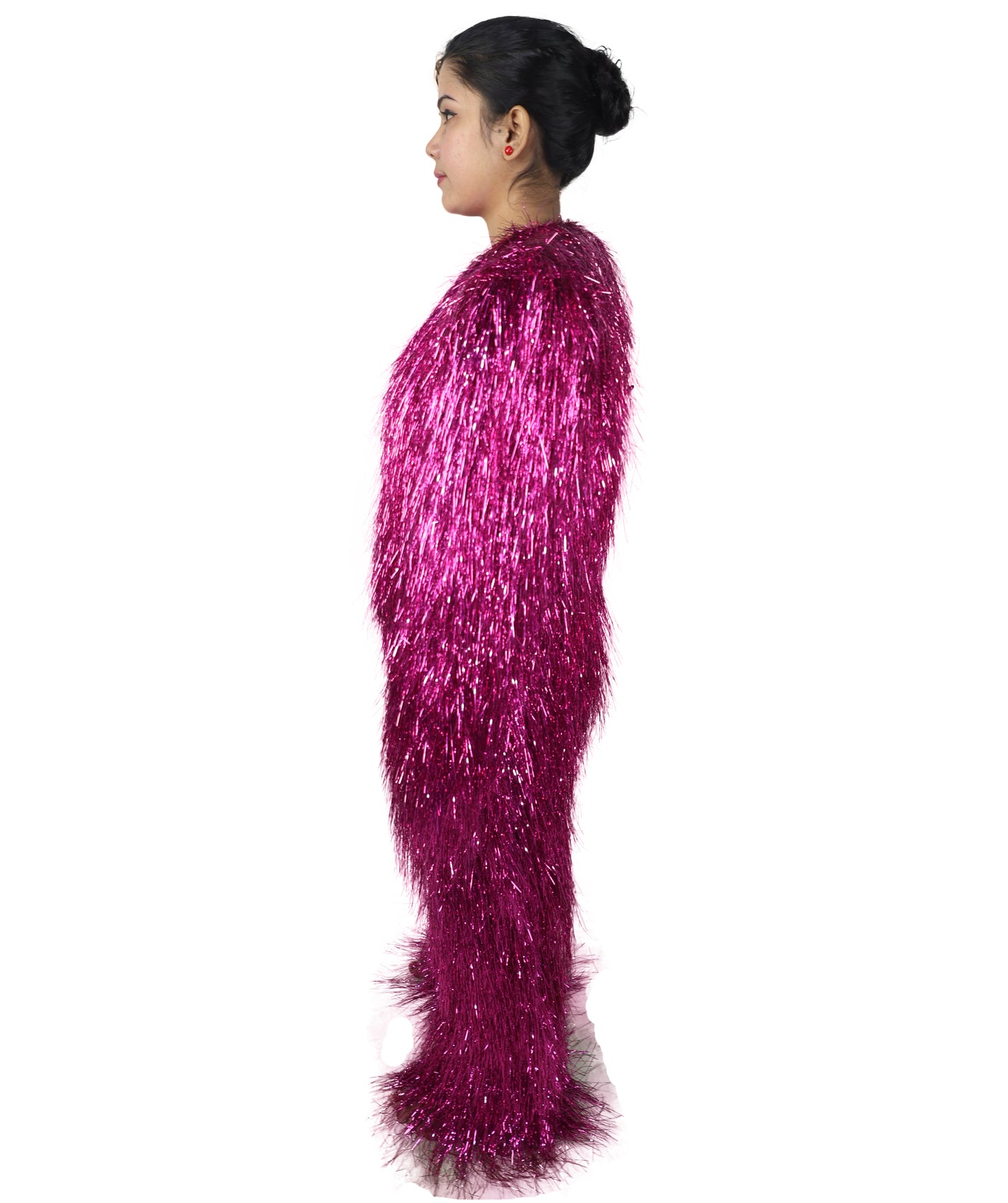 HPO Unisex Teen Extreme Tinsel Hairy Person Costume Bundle & Mask Set - Full-Body Tinsel Hair Suit Extra-Long Costume Wig for Halloween, Cosplay & Parties - Multiple Color Options