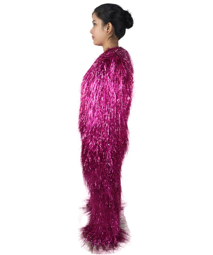 HPO Unisex Teen Extreme Tinsel Hairy Person Costume Bundle & Mask Set - Full-Body Tinsel Hair Suit Extra-Long Costume Wig for Halloween, Cosplay & Parties - Multiple Color Options