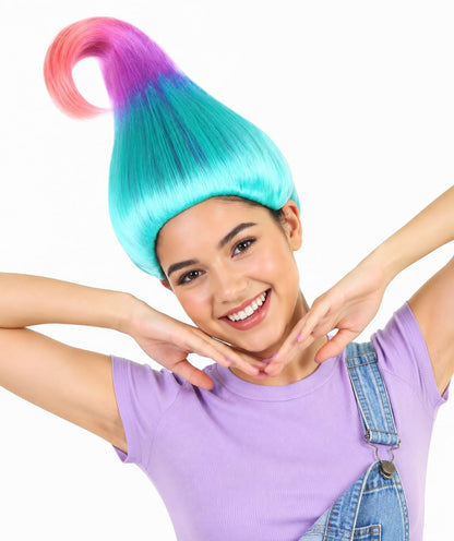 HPO Tri-Color Troll Wig Pointy Troll Fairy Bundle Adult & Teen Costume Hair