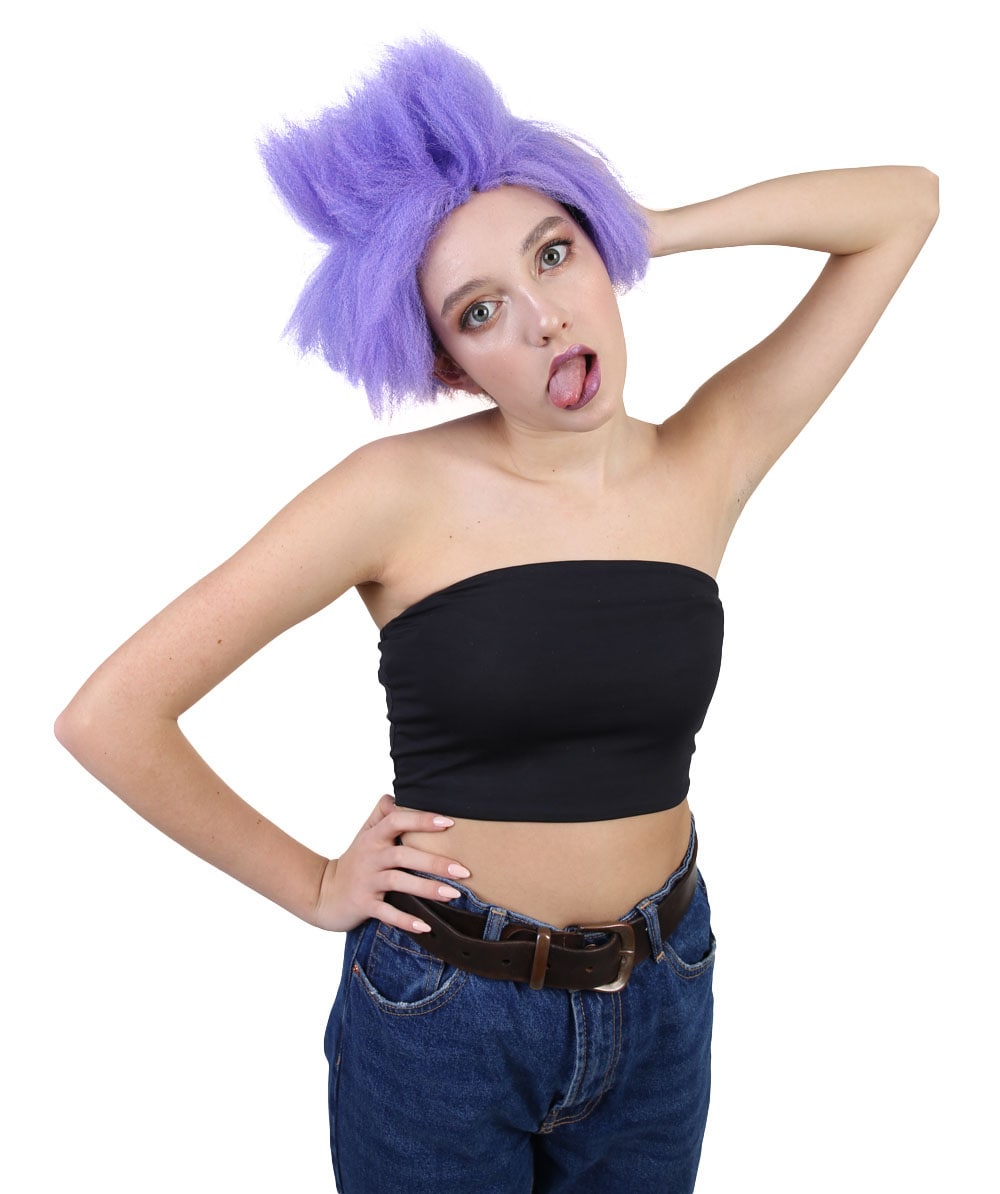 HPO Unisex Evil character Wig | Purple TV Movie Party Ready Fancy Halloween Wig | Premium Breathable Capless Cap