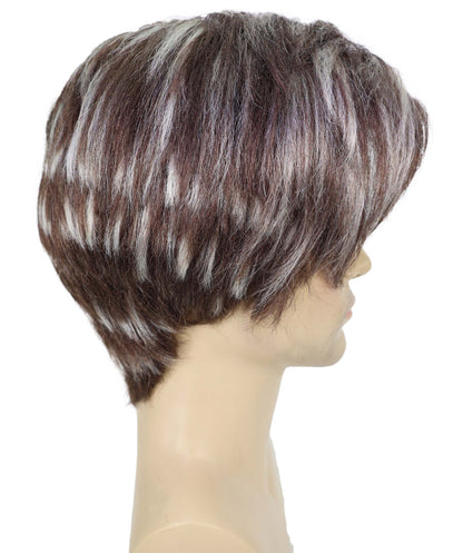 HPO Men’s Short Brown Wig with Blonde Highlights | Natural-Looking Layered Style Costume Wig for Cosplay, Party, or Daily Use | Synthetic Hair