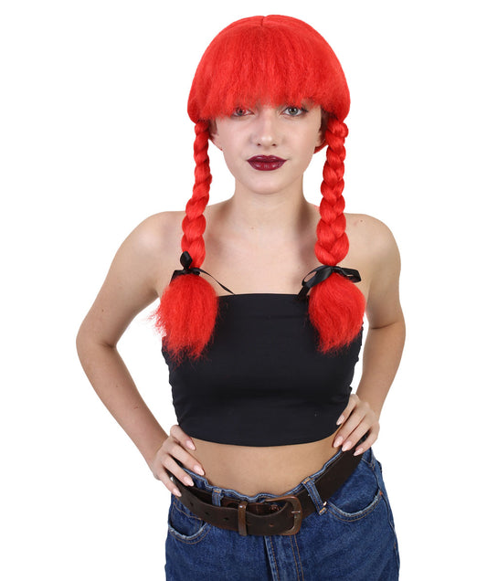 HPO Womens Farm Girl Wig | Medium Red Wig | Premium Breathable Capless Cap