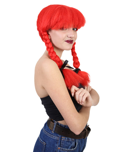 HPO Womens Farm Girl Wig | Medium Red Wig | Premium Breathable Capless Cap