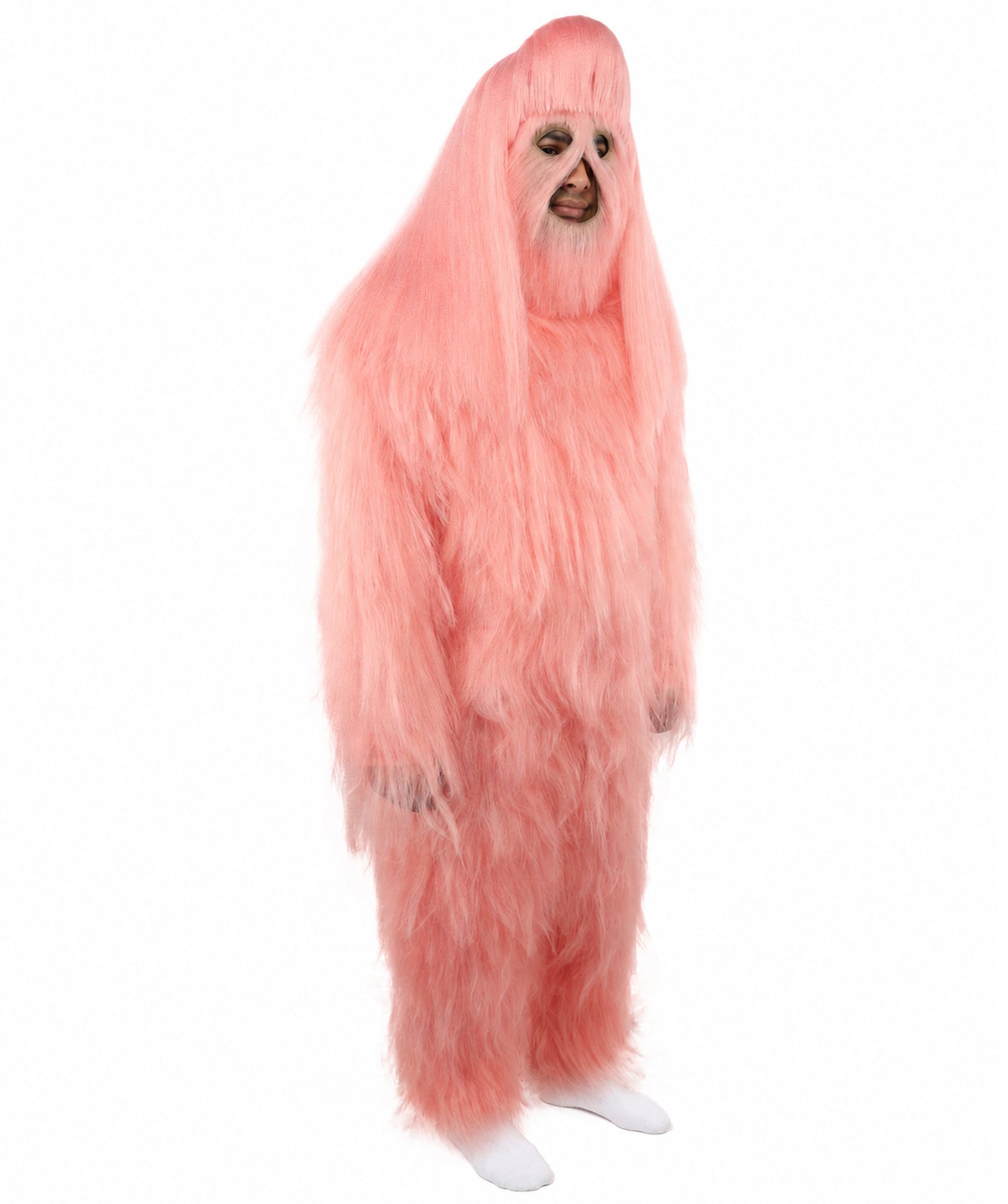 HPO Unisex Extreme Hairy Person Costume, Mask and Bundle - Full-Body Hair Suit Extra-Long Ash Brown Costume Wig for Halloween, Cosplay & Parties