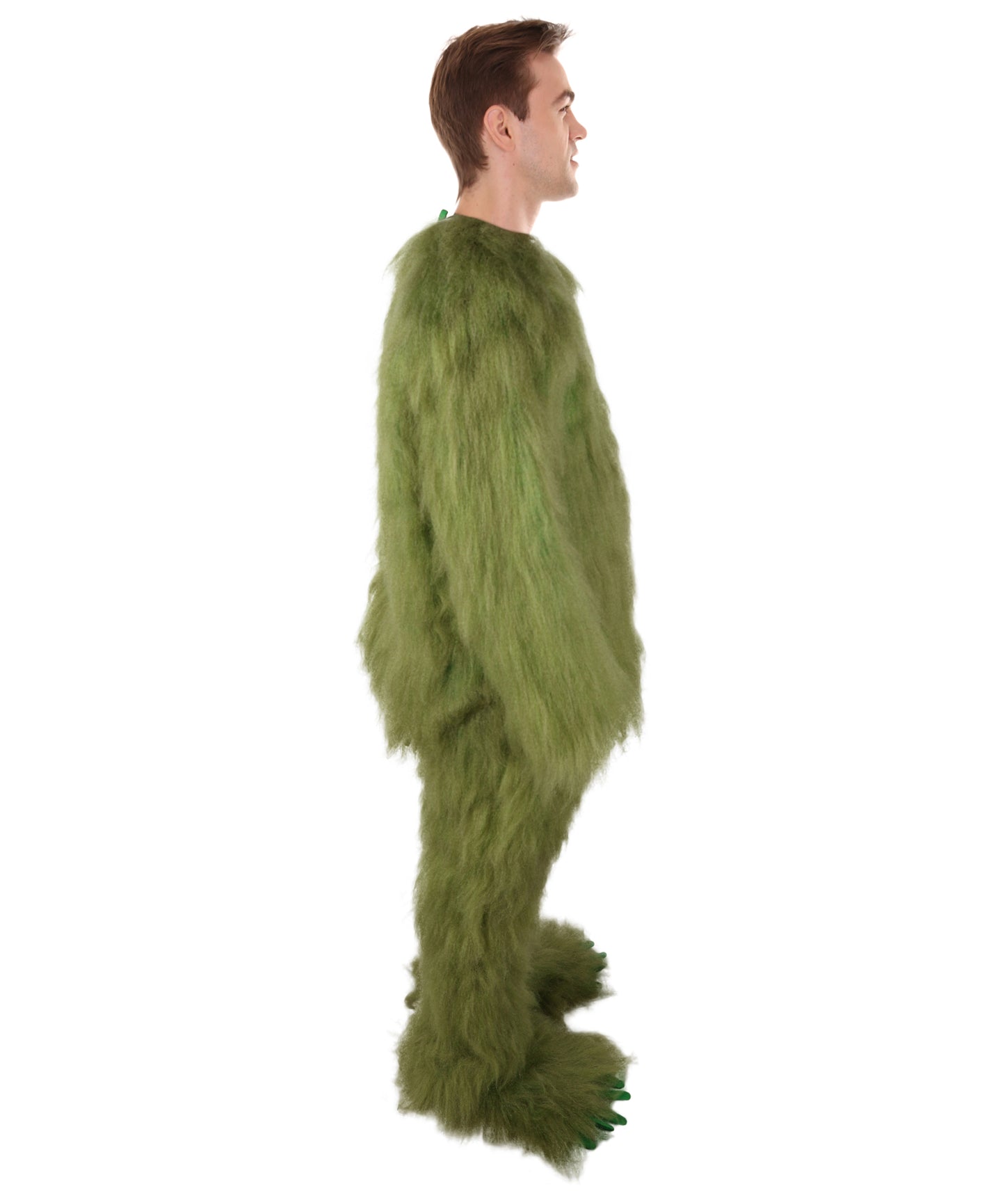 HPO Adult Unisex Olive Green Monster Soft Furry Full Costume, Bundel Set with Mask | Cosplay Mask | Flame-retardant Synthetic Fabric