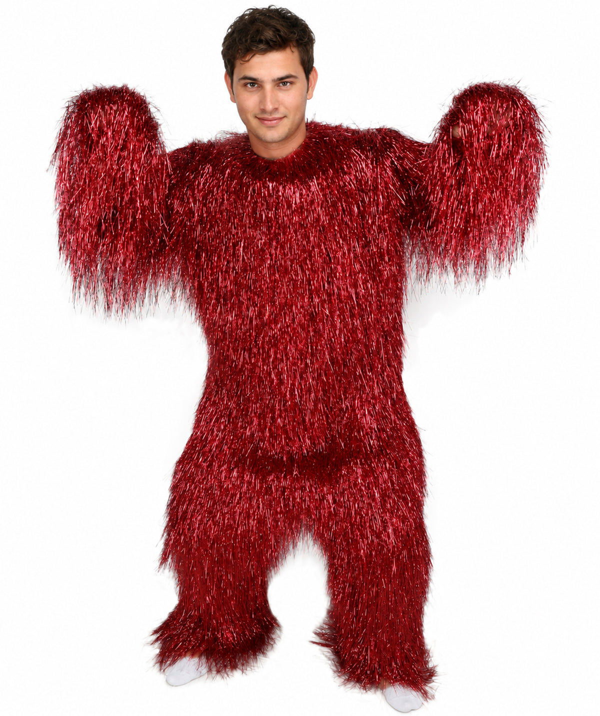 HPO UnisexTinsel Hairy Costume, Bundle & Mask Set | Full-Body Suit & Matching Mask | Long Hair Funny Costume for Halloween, Performers, Cosplay & Mascots | Multicolor Options