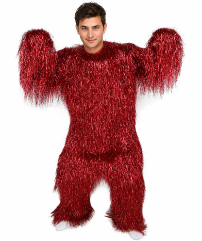 HPO UnisexTinsel Hairy Costume, Bundle & Mask Set | Full-Body Suit & Matching Mask | Long Hair Funny Costume for Halloween, Performers, Cosplay & Mascots | Multicolor Options