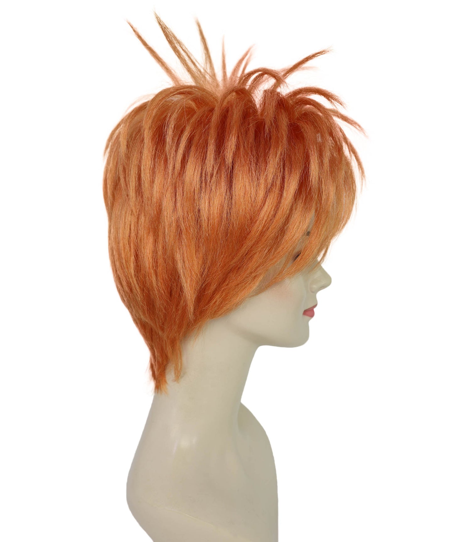 Women’s Orange Short Spiky Punk Wig | Anime Style Rockstar Hairpiece | Ideal for Halloween | Breathable Capless Cap